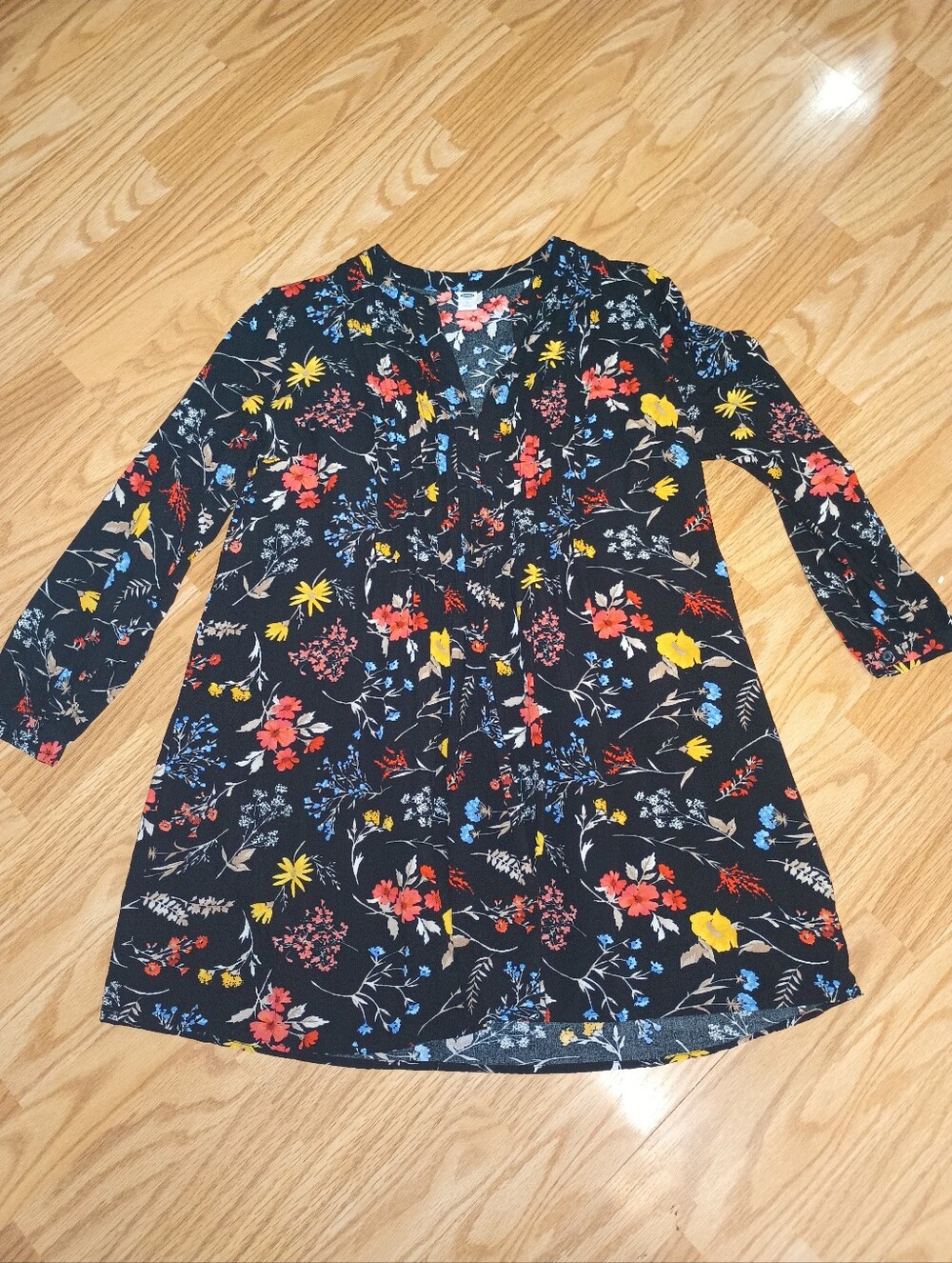 Old Navy Floral Mini Dress. Long Sleeve. Black. Women's L